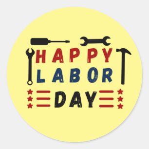 labor day happy classic round sticker