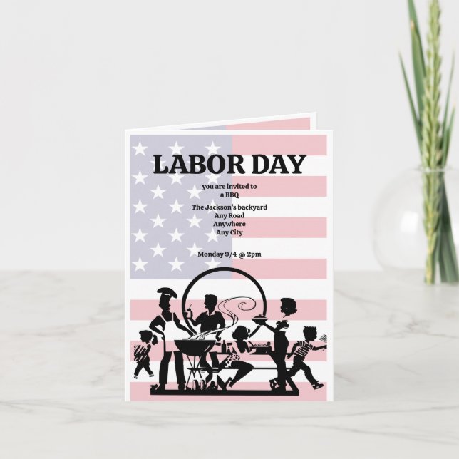 Labor Day invitation to BBQ (editable) (Front)