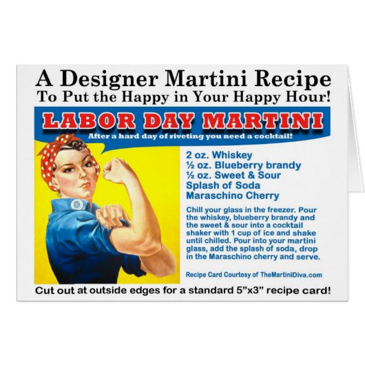 Labor Day Martini Cocktail Recipe Card (Front Horizontal)