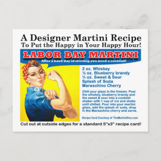 Labor Day Martini Cocktail Recipe Postcard