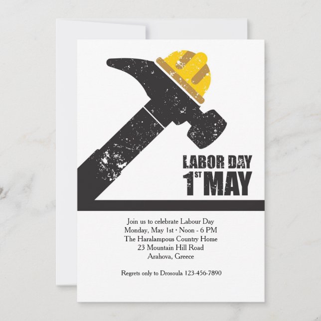 Labor Day May 1st Invitation (Front)