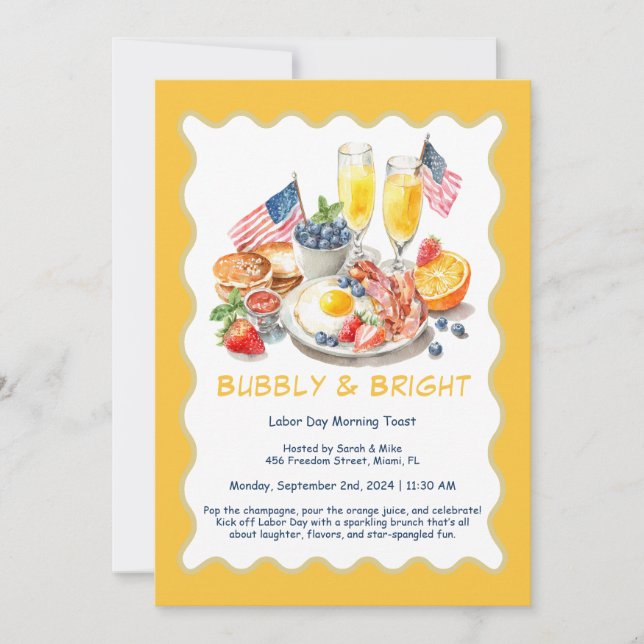 Labor Day Mimosa Brunch Invitation – Patriotic  (Front)