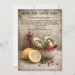 Labor Day Oyster Roast Invitation Patriotic Coast