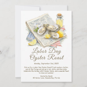 Labor Day Oyster Roast Invitation Patriotic Coast