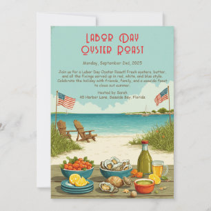 Labor Day Oyster Roast Invitation  Patriotic Coast