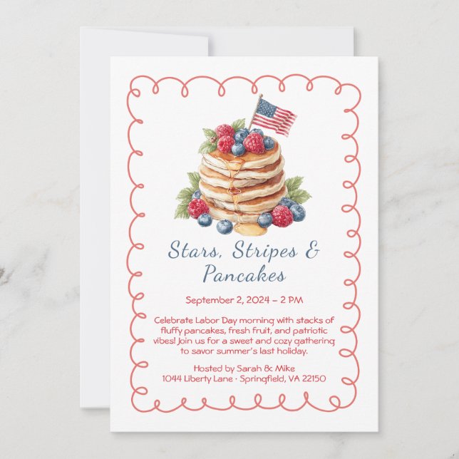 Labor Day Pancake Brunch Invitation – Patriotic  (Front)