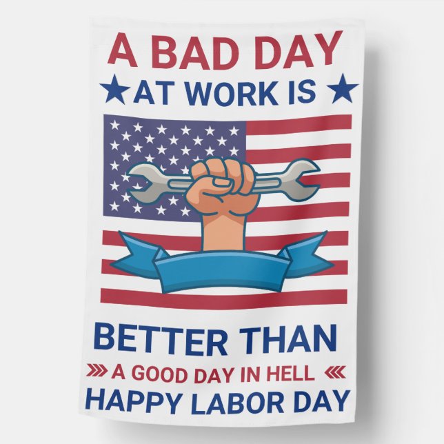  Labor Day Patriotic Work-Themed Design House Flag (Front)