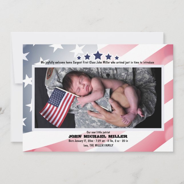 Labor Day Photo Birth Announcement (Front)