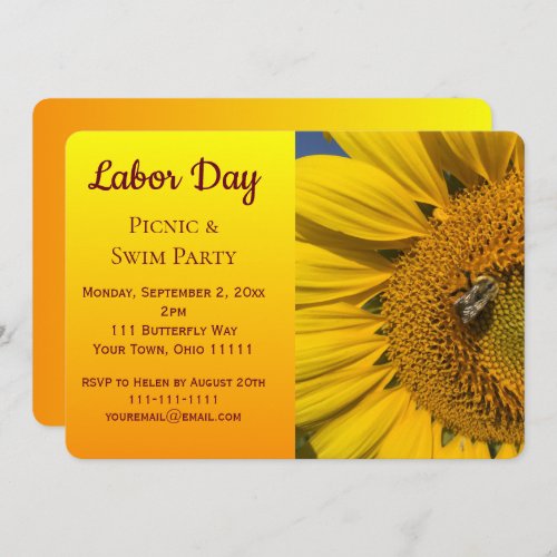 Labor Day Picnic and Swim Party Invitation