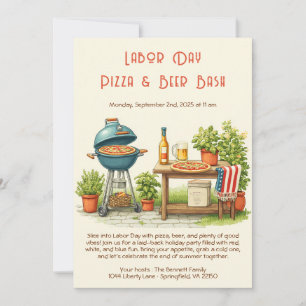 Labor Day Pizza & Beer Invitation – Patriotic