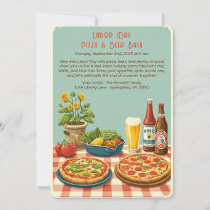 Labor Day Pizza & Beer Invitation – Patriotic  