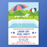 Labor Day Pool Party Stars And Stripes Modern Invitation