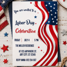 Labor Day Red White Blue American Flag Party