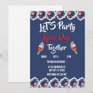Labor Day Red White Blue Fireworks Party Invitation