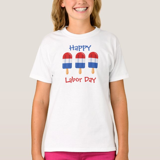  Labor Day red, white & blue ice pop ice cream  T- T-Shirt (Front)
