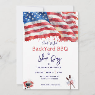 Labor day Red White Blue USA BBQ Party Invitation