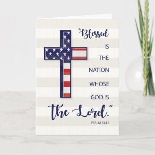 Labor Day Religious Scripture Flag Cross Card
