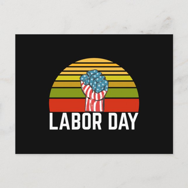 Labor Day Retro Vintage Postcard (Front)