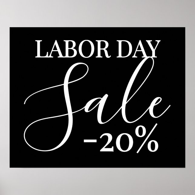 Labor Day Sale Sign, 20% Off Retail Sales Poster (Front)