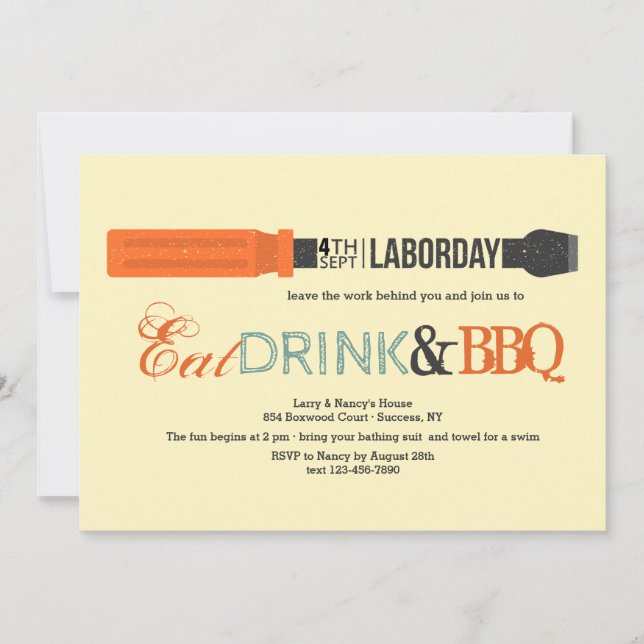 Labor Day Screwdriver Invitation (Front)