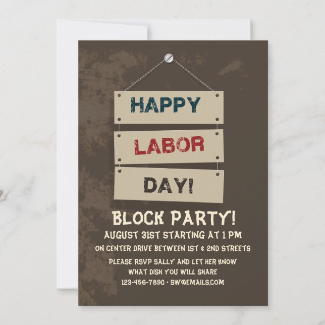 Labor Day Sign Invitation (Front)