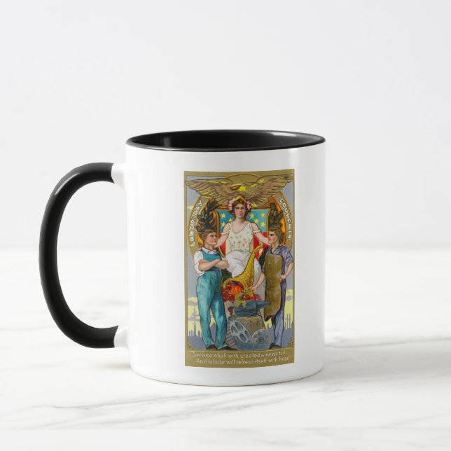 Labor Day Souvenir Laborers with Lady Justice Mug (Left)