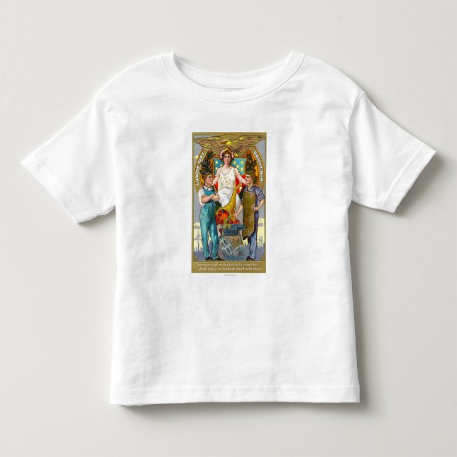 Labor Day Souvenir Laborers with Lady Justice Toddler T-shirt (Front)