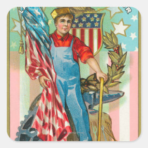 Labor Day Souvenir Square Sticker