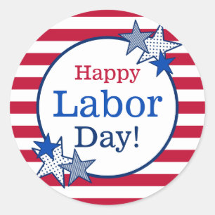 Labor Day Stars and Stripes Cool Modern Patriotic Classic Round Sticker