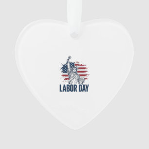 Labor Day Statue of Liberty Patriotic Worker Desig Ornament