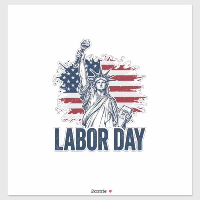 Labor Day Statue of Liberty Patriotic Worker Desig Sticker (Sheet)