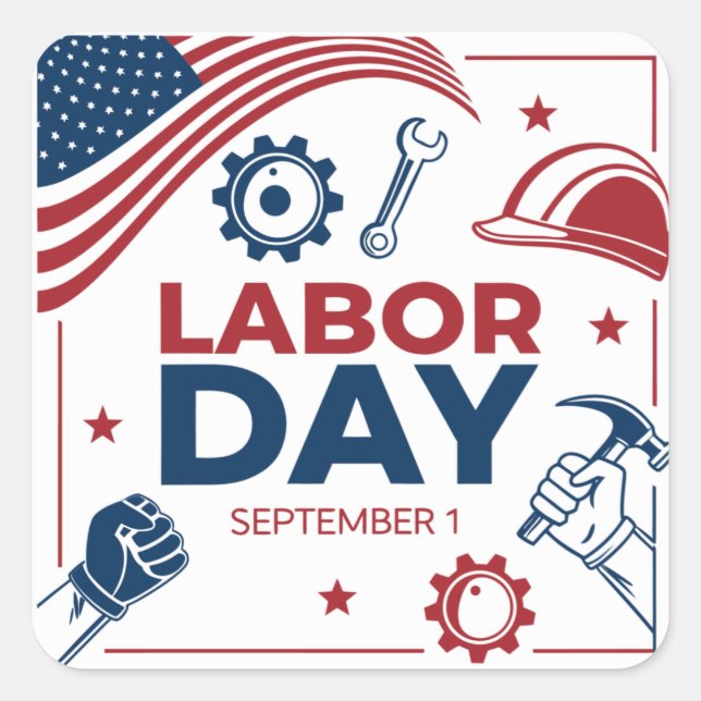 Labor Day Sticker – Patriotic Workers Celebration (Front)