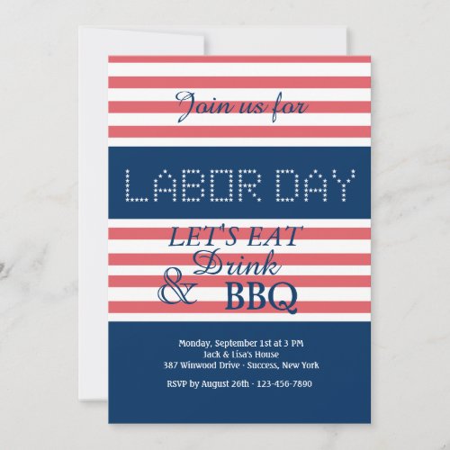 Labor Day Stripes Invitation