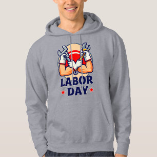 Labor Day Strong Worker Hands Illustration Hoodie