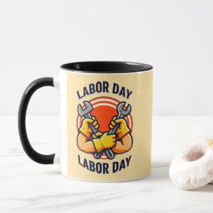 Labor Day Strong Worker Hands Tools Design Mug