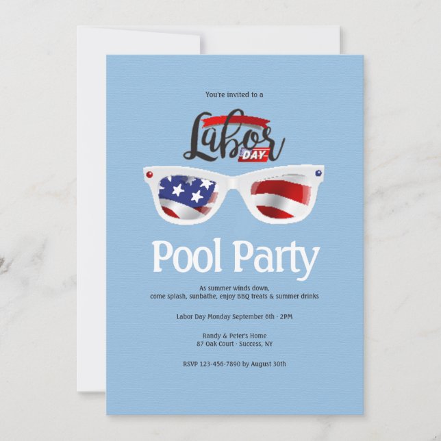 Labor Day Sunglasses Invitation (Front)