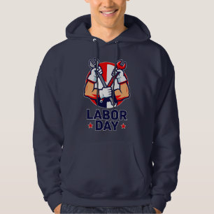 Labor Day Tools Crossed Worker Design Hoodie