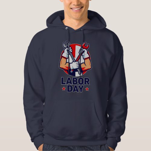 Labor Day Tools Crossed Worker Design Hoodie