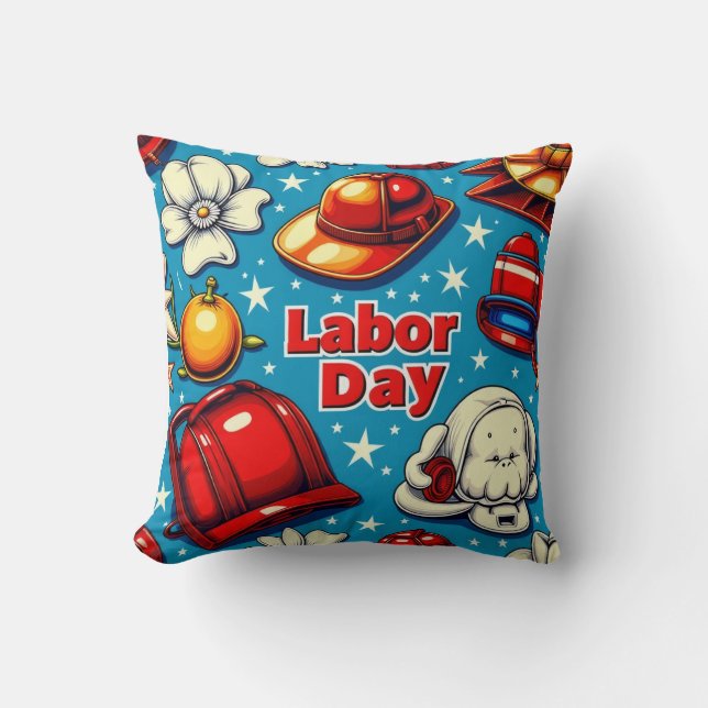 Labor Day Tribute Throw Pillow (Front)