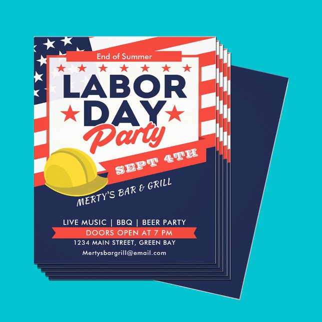 Labor Day USA Flag Hard Hat Party Event Flyer (Creator Uploaded)