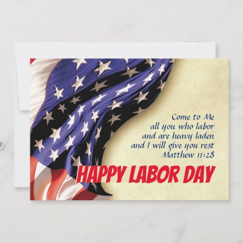 LABOR DAY USA Patriotic Flag Scripture Customized Holiday Card