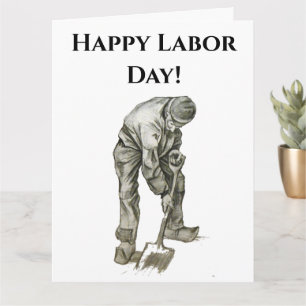 Labor Day Van Gogh Working Man Drawing Card