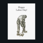 Labor Day Van Gogh Working Man Drawing Postcard<br><div class="desc">Celebrated on the first Monday in September, Labor Day is an American holiday dedicated to the hard working men and women whose physical and mental labor contributed to creating the United States. Worldwide, the holiday is often connected to International Worker’s Day on May 1. This customizable design features a black...</div>