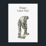 Labor Day Van Gogh Working Man Drawing Postcard<br><div class="desc">Celebrated on the first Monday in September, Labor Day is an American holiday dedicated to the hard working men and women whose physical and mental labor contributed to creating the United States. Worldwide, the holiday is often connected to International Worker’s Day on May 1. This customizable design features a black...</div>