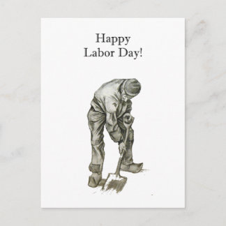 Labor Day Van Gogh Working Man Drawing Postcard