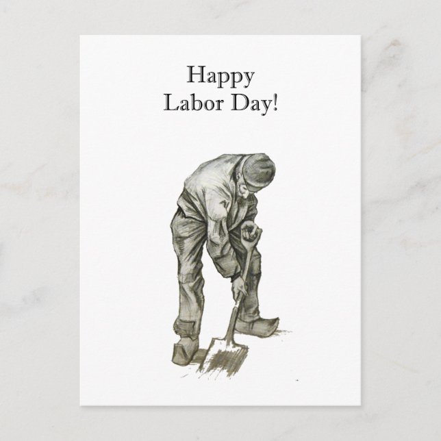 Labor Day Van Gogh Working Man Drawing Postcard (Front)