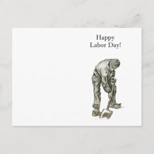 Labor Day Van Gogh Working Man Drawing Postcard