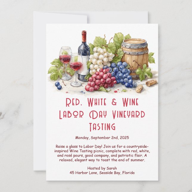 Labor Day Wine Tasting Invitation – Patriotic Vine (Front)