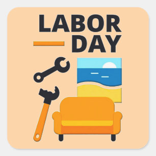 Labor Day Work Hard Relax Design with Tools Square Sticker
