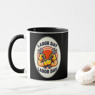 Labor Day Worker Badge Tools Design Mug